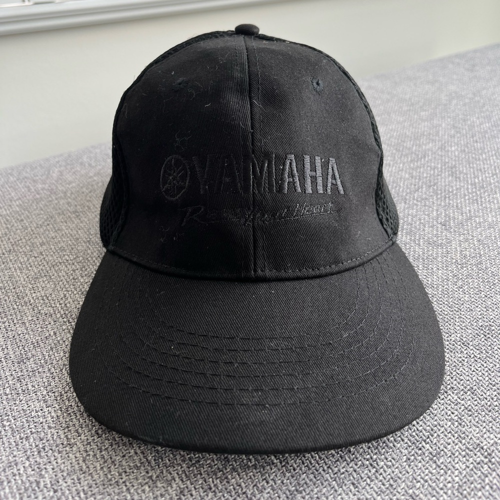 YAMAHA Black “Revs Your Heart” Embroidered Adjustable Baseball Cap